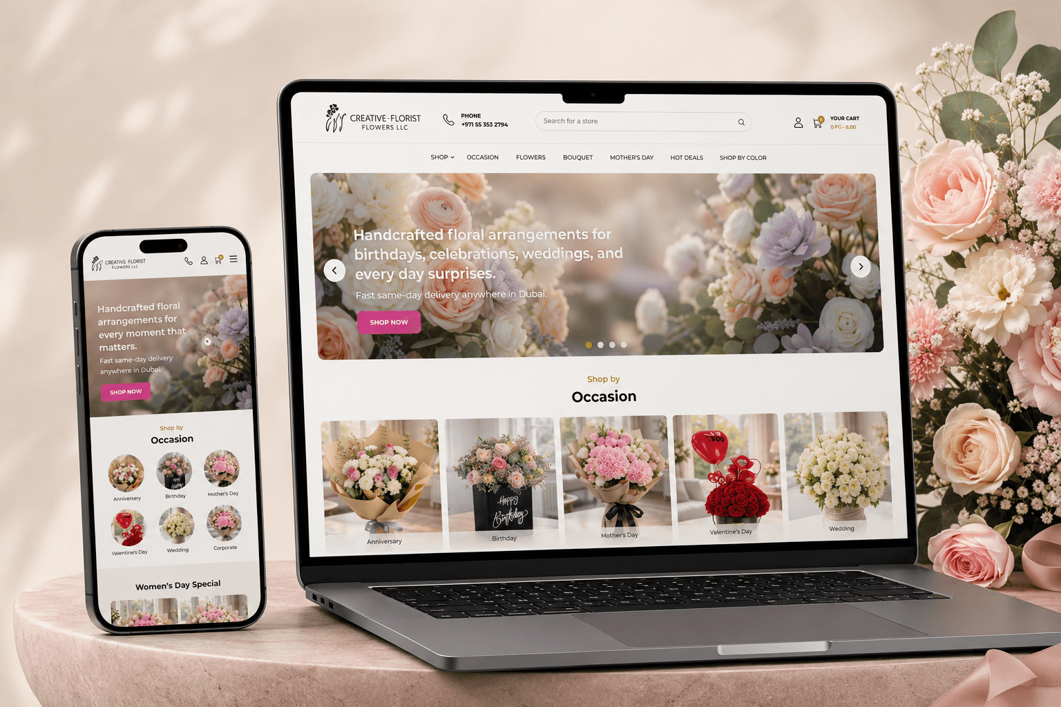 Creative Florist Shopify store project