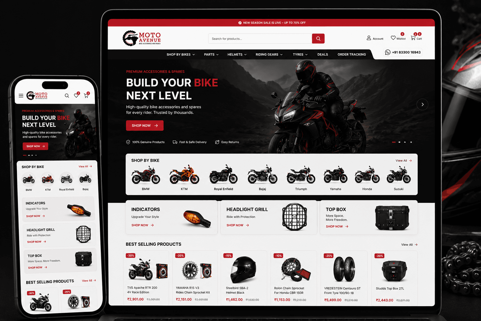 Moto Avenue Shopify store project